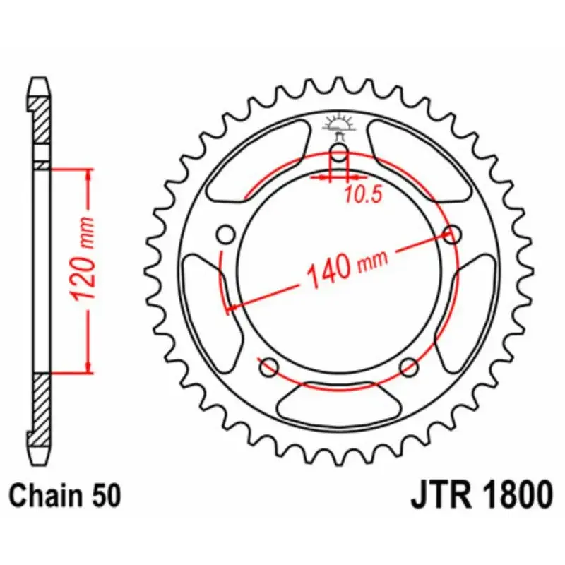 Couronne JT SPROCKETS 42 dents acier pas 530 type 1800