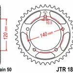 Couronne JT SPROCKETS 44 dents acier pas 530 type 1800