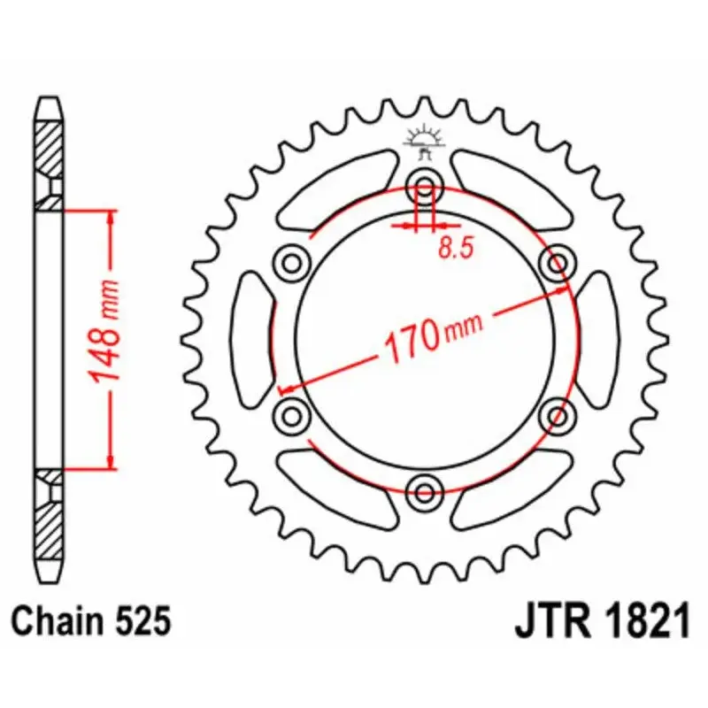 Couronne JT SPROCKETS 47 dents acier pas 525 type 1821