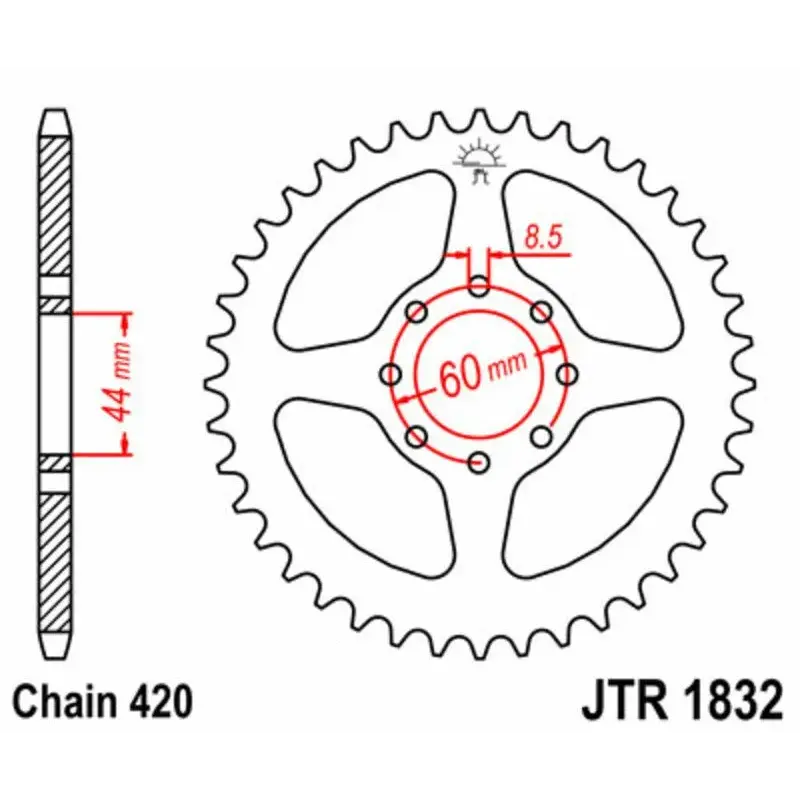 Couronne JT SPROCKETS 52 dents acier pas 420 type 1832