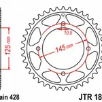 Couronne JT SPROCKETS 53 dents acier pas 428 type 1874
