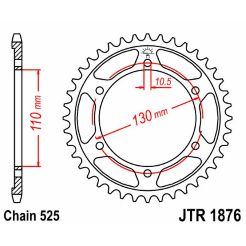Couronne JT SPROCKETS 45 dents acier pas 525 type 1876