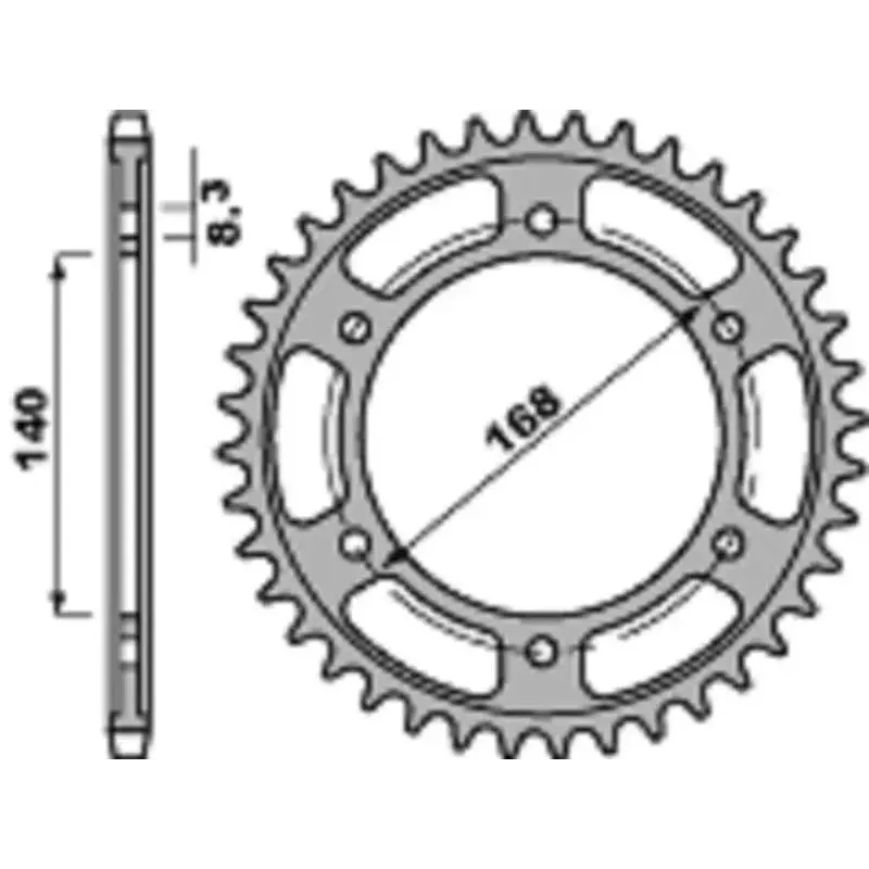 Couronne PBR 42 dents acier standard pas 525 type 4550