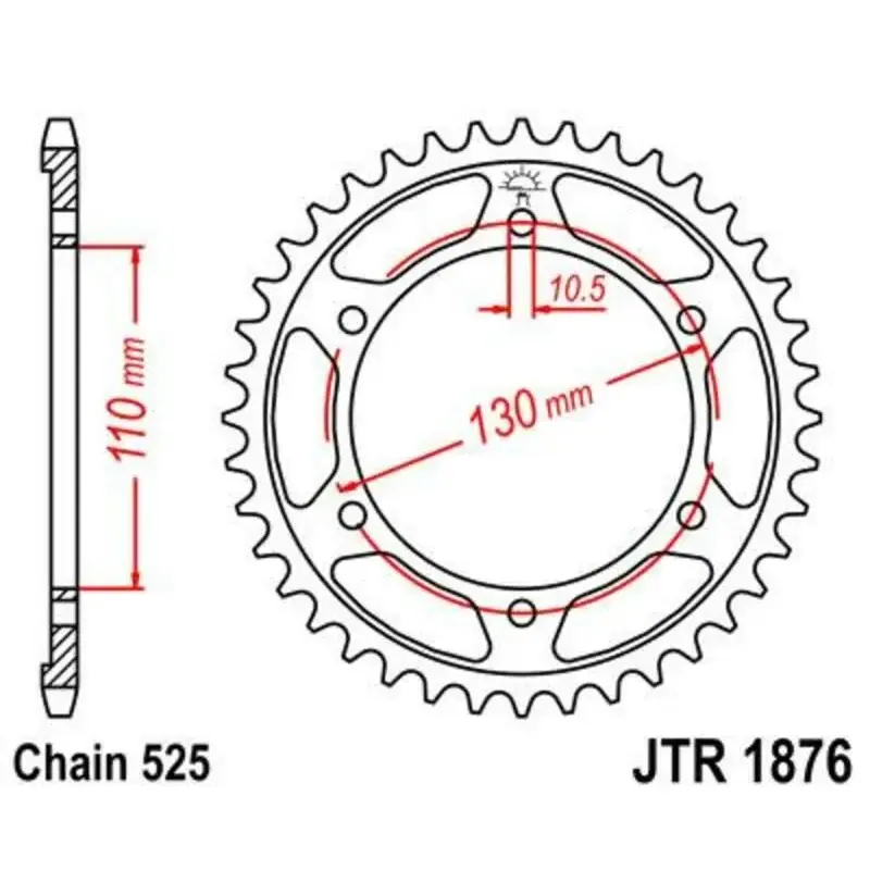 Couronne JT SPROCKETS 43 dents acier pas 525 type 1876 Suzuki GSX-R600