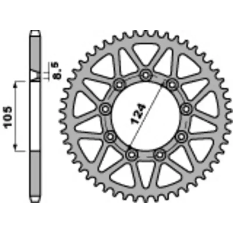 Couronne PBR 50 dents acier standard pas 520 type 3505