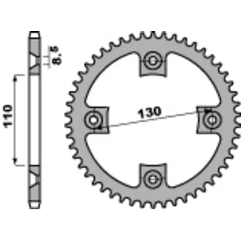 Couronne PBR 56 dents acier standard pas 420 type 4306