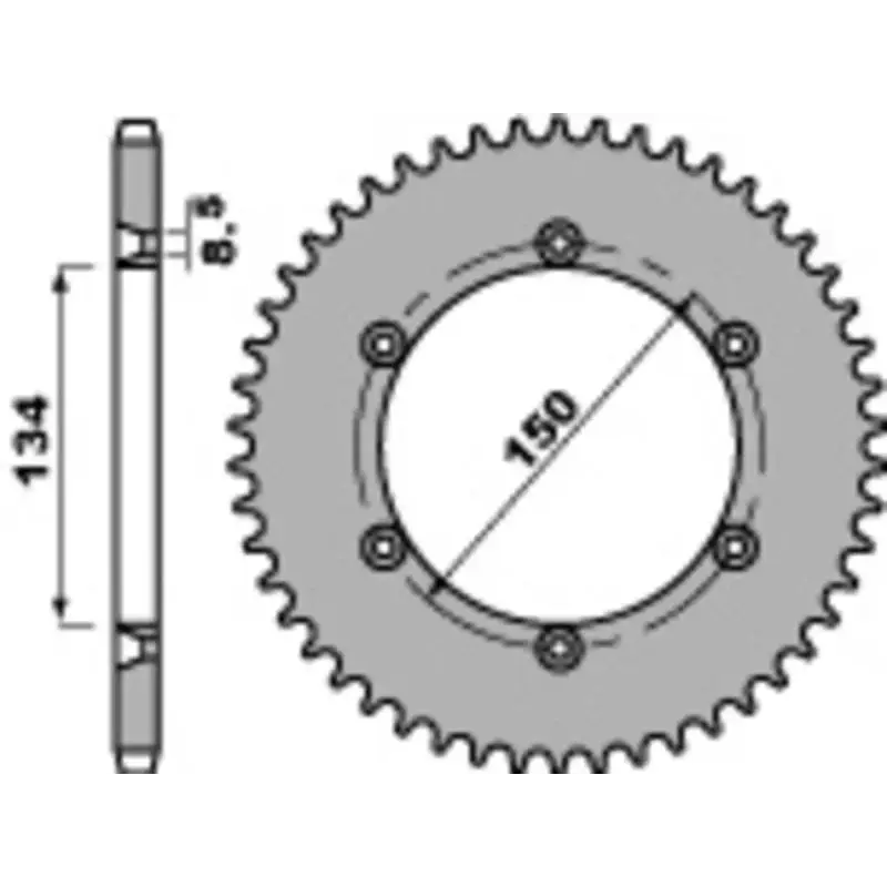Couronne PBR 52 dents acier standard pas 428 type 4330