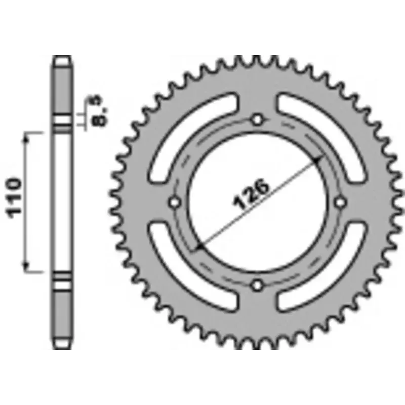 Couronne PBR 46 dents acier standard pas 420 type 4418