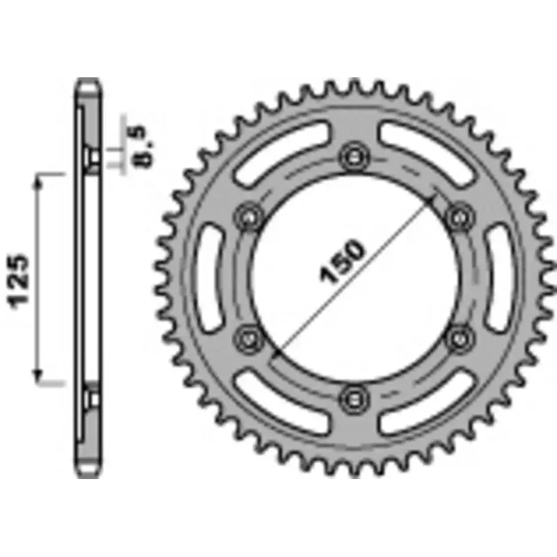 Couronne PBR 45 dents acier standard pas 520 type 4507