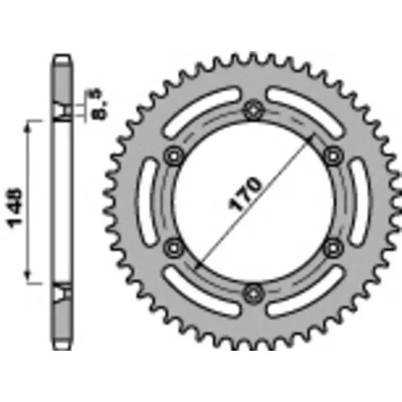 Couronne PBR 48 dents acier standard pas 520 type 804