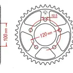 Couronne JT SPROCKETS 44 dents acier pas 525 type 702 Aprilia Shiver 750