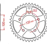 Couronne JT SPROCKETS 44 dents acier pas 525 type 702 Aprilia Shiver 750