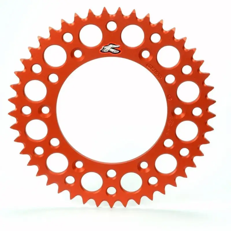 Couronne RENTHAL Ultralight™ 42 dents alu anti-boue pas 520 type 224U anodisé orange KTM