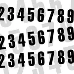 Numéro de course 1 BLACKBIRD 7x5,5cm noir jeu de 3