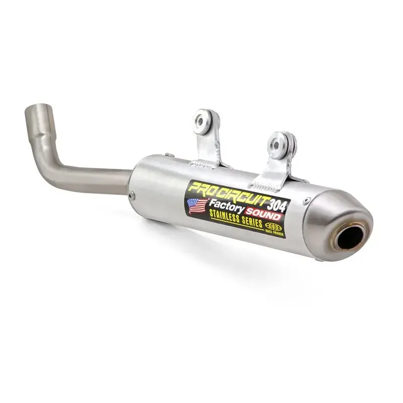 Silencieux PRO CIRCUIT 304 alu brossé/casquette inox Kawasaki KX 125