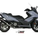 Ligne complète MIVV Oval inox silencieux acier noir/casquette carbone Kymco AK-550