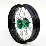 Roue avant complète ART SM 17x3,50 jante noir/moyeu vert Kawasaki KX250F