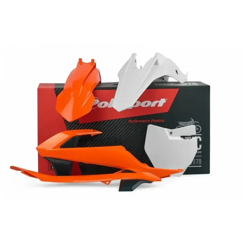 Kit plastique POLISPORT avec cache boîte à air/plaques latérales couleur origine (2016) KTM SX65