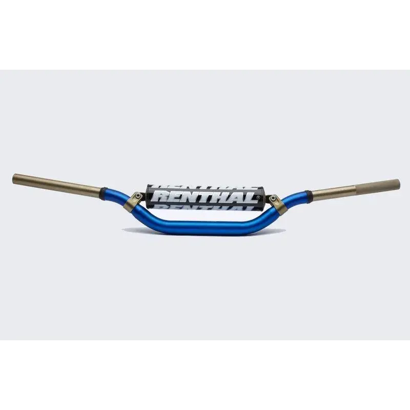 Guidon Ø28,6mm avec barre RENTHAL Twinwall replica Villopoto/Stewart bleu/mousse noire