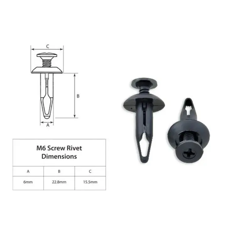 Rivets plastique M6 BOLT 10 pièces