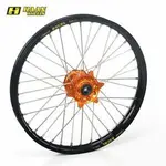 Roue avant complète HAAN WHEELS 14x1,60x36T jante noir/moyeu orange/rayons argent/têtes de rayons argent