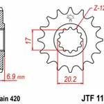 Pignon JT SPROCKETS 15 dents acier pas 420 type 1120