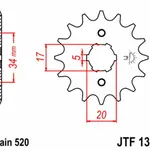 Pignon JT SPROCKETS 12 dents acier pas 520 type 1324