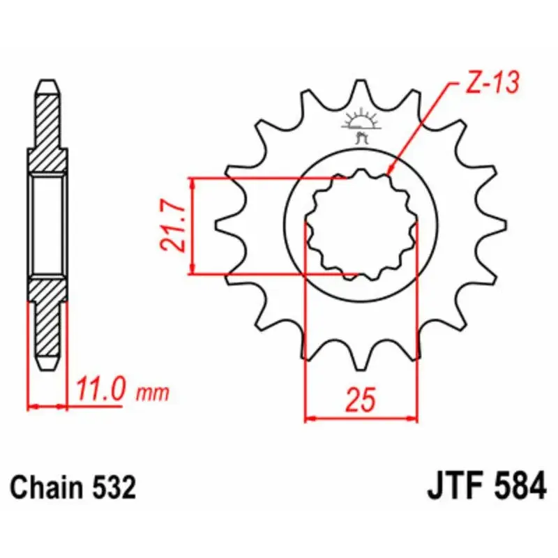 Pignon JT SPROCKETS 17 dents acier pas 532 type 584