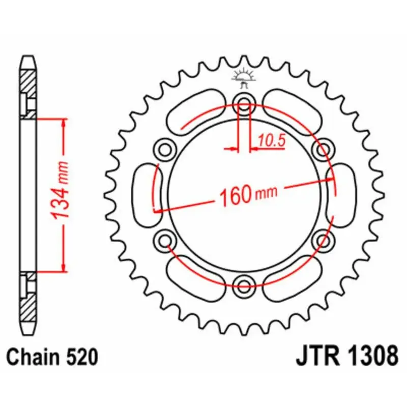 Couronne JT SPROCKETS 42 dents acier pas 520 type 1308