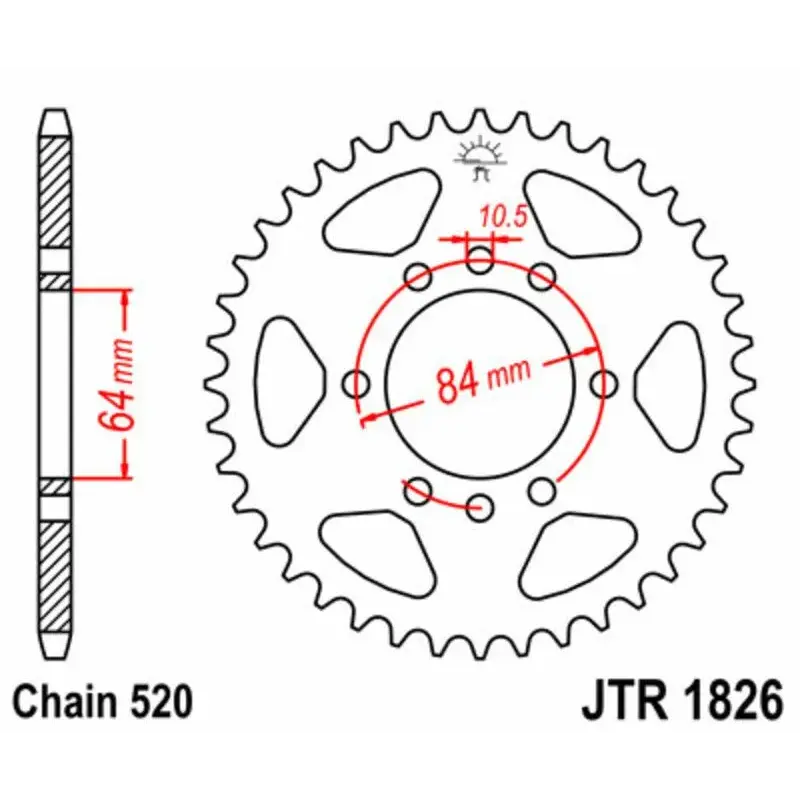 Couronne JT SPROCKETS 37 dents acier pas 520 type 1826