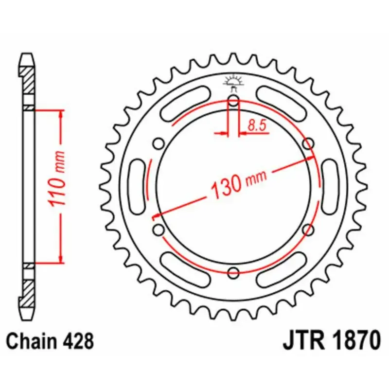Couronne JT SPROCKETS 44 dents acier pas 428 type 1870
