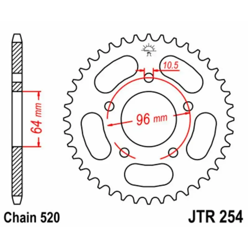 Couronne JT SPROCKETS 37 dents acier pas 520 type 254