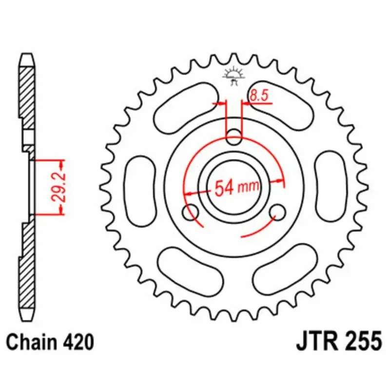 Couronne JT SPROCKETS 40 dents acier pas 420 type 255