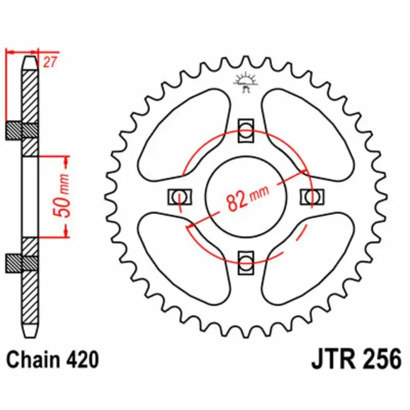 Couronne JT SPROCKETS 38 dents acier pas 420 type 256