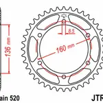 Couronne JT SPROCKETS 44 dents acier pas 520 type 5