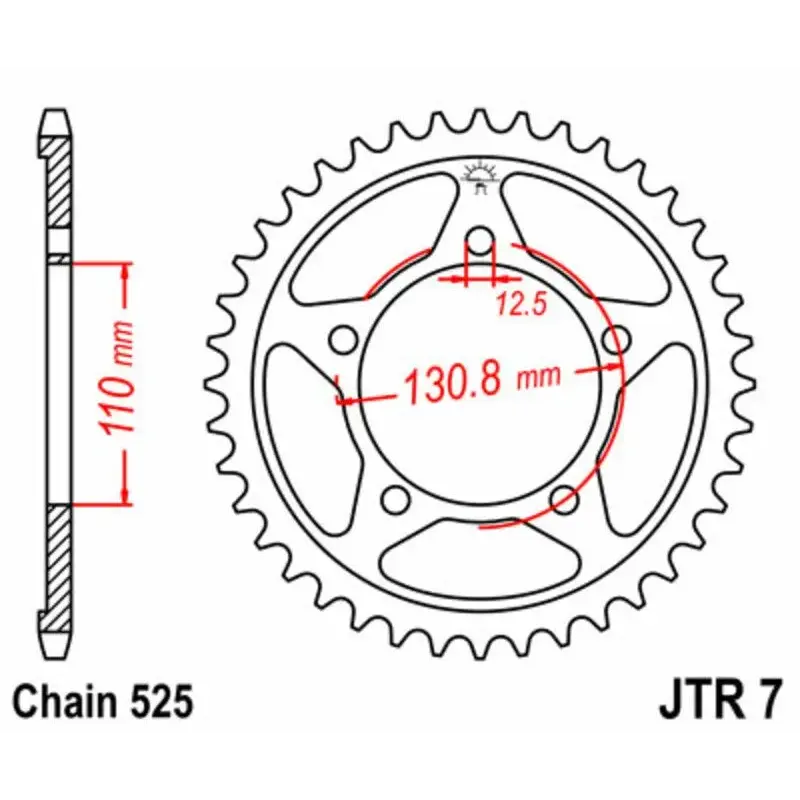 Couronne JT SPROCKETS 45 dents acier pas 525 type 7