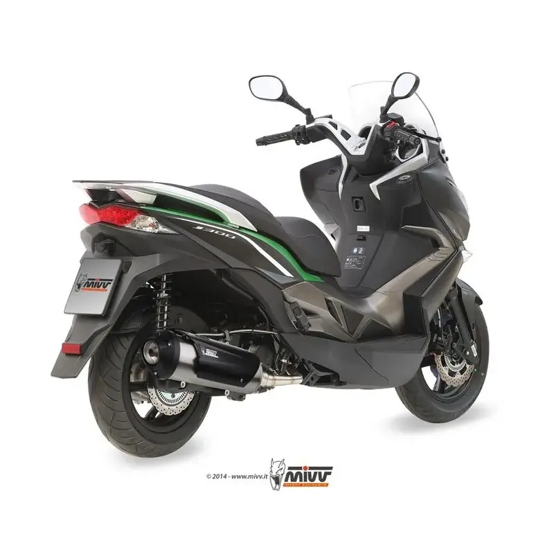 Ligne complète MIVV Urban inox silencieux inox brossé/casquette ABS noir Kawasaki J300