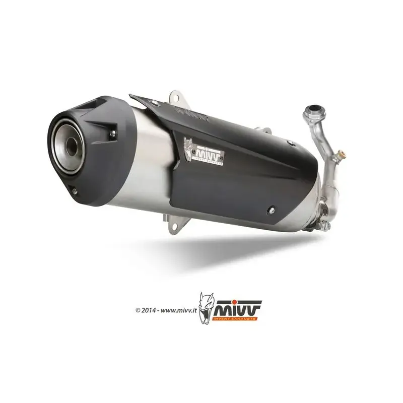 Ligne complète MIVV Urban inox silencieux inox brossé/casquette ABS noir Piaggio MP3 125
