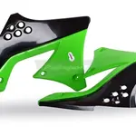 Ouïes de radiateur POLISPORT couleur origine noir/vert Kawasaki KX250F