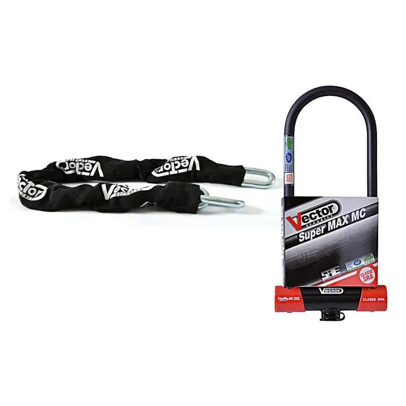 Kit antivol Vector chaîne 1,10m + antivol U Super MAX MC XXXL