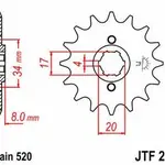 Pignon JT SPROCKETS 14 dents acier pas 520 type 287