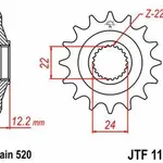 Pignon JT SPROCKETS 16 dents acier pas 520 type 1125