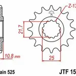Pignon JT SPROCKETS 15 dents acier pas 525 type 1586