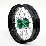 Roue avant complète ART SM 17x3,50 jante noir/moyeu vert Kawasaki KX250F