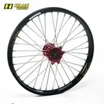 Roue avant complète HAAN WHEELS 21x1,60 jante noir/moyeu rouge Gas Gas