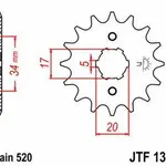 Pignon JT SPROCKETS 12 dents acier pas 520 type 1324