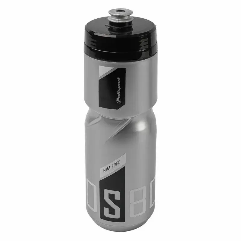 Bidon POLISPORT 800ml S800 argent/noir/blanc bouchon à visser