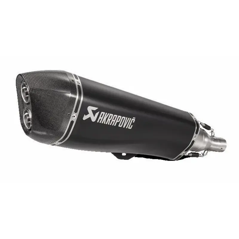 SLIP-ON LINE MUFFLER BLACK STAINLESS STEEL CARBON END CAP