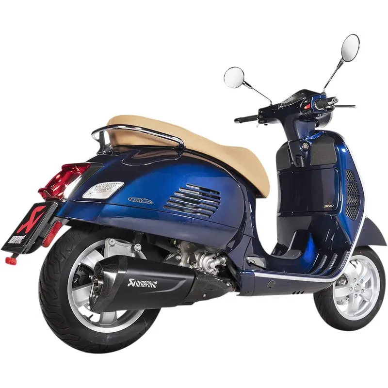 SLIP-ON LINE MUFFLER BLACK STAINLESS STEEL CARBON END CAP