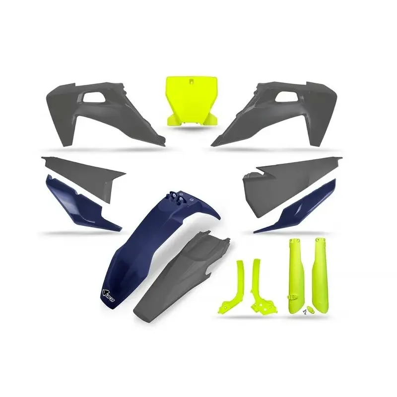 Kit plastiques UFO jaune fluo/bleu/gris - Husqvarna